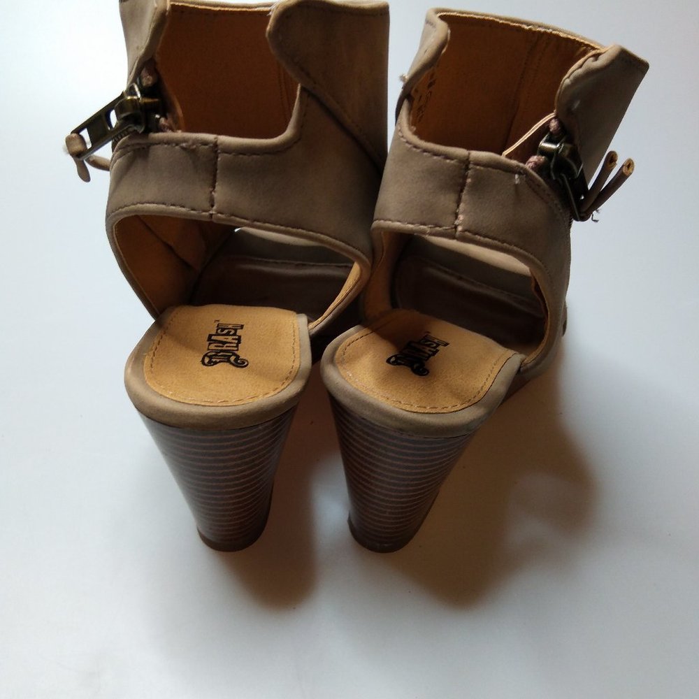 BRASH TAN SUEDE HEELED SANDAL BOOT - Picture 2 of 8